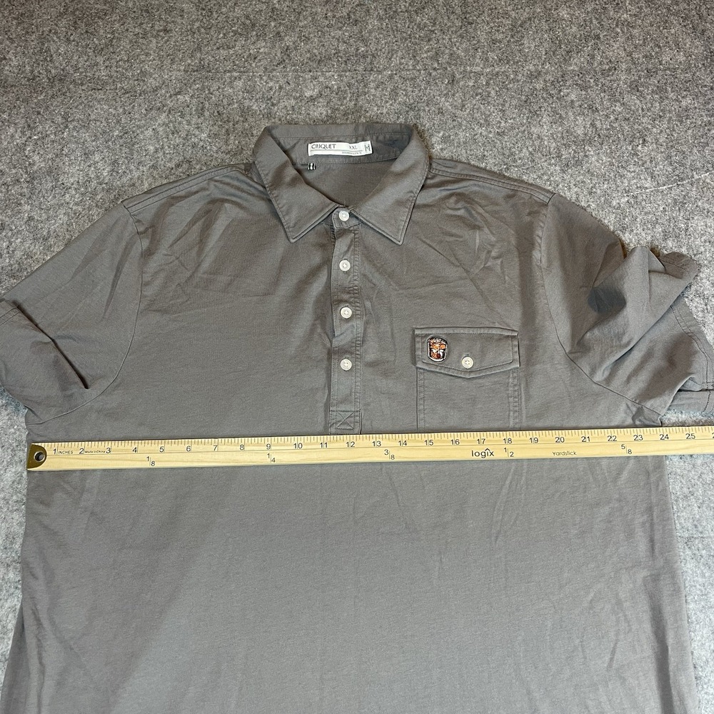 Criquet Polo Shirt Mens 2XL Gray 4 Button Up Elijah Craig Bourbon Logo Pocket - Picture 8 of 8